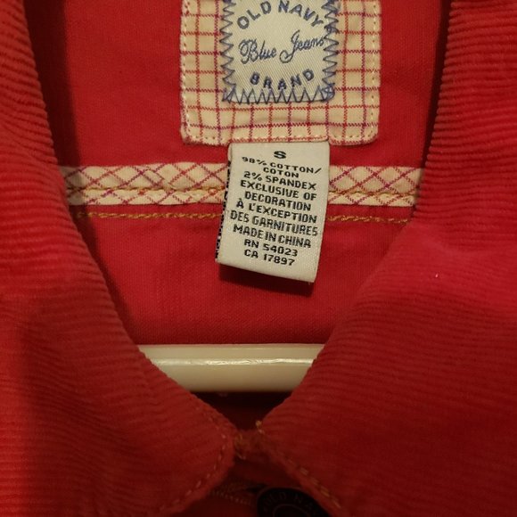 Old Navy sz. SMALL ladies corduroy jacket, long sleeve; Eisenhower style; red - Picture 2 of 6